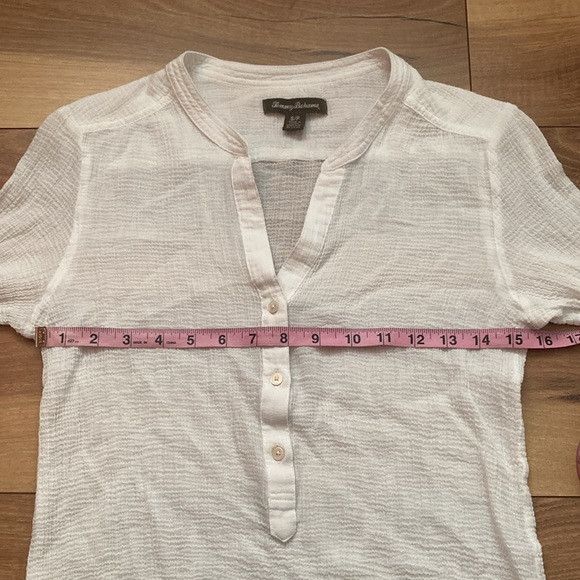 Tommy Bahama White Henley 3/4 Sleeve Top - Picture 4 of 6